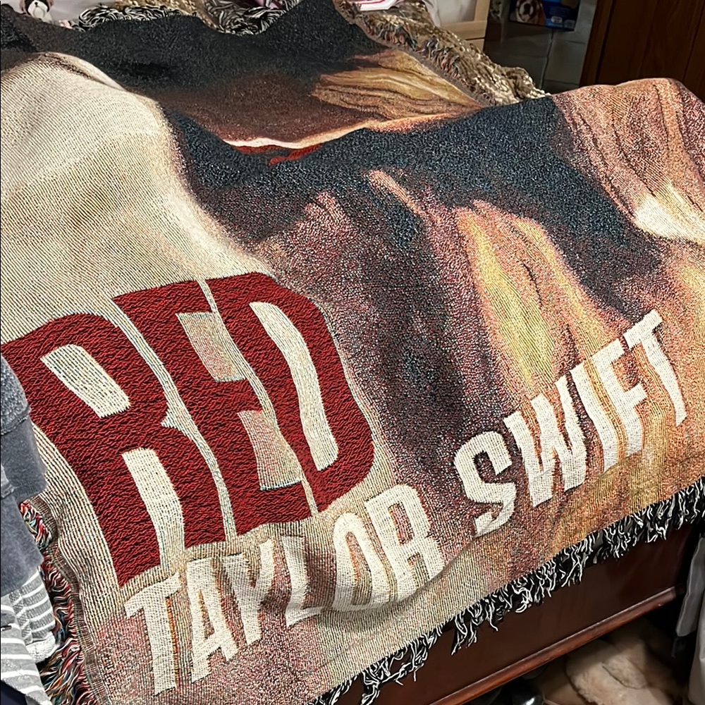 Taylor Swift Red Album Cover Woven Blanket Tapestry